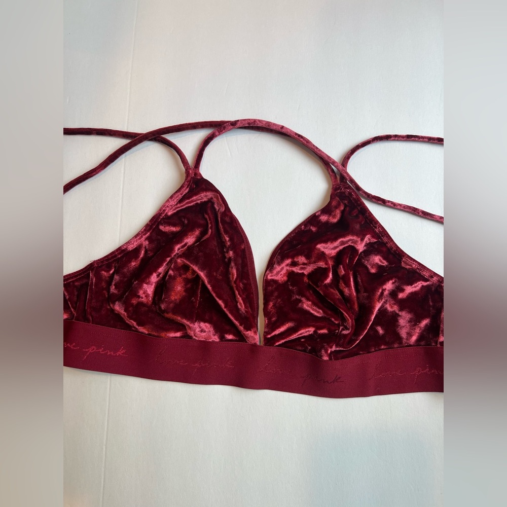 Victoria's Secret Velvet Bralette in Deep Red